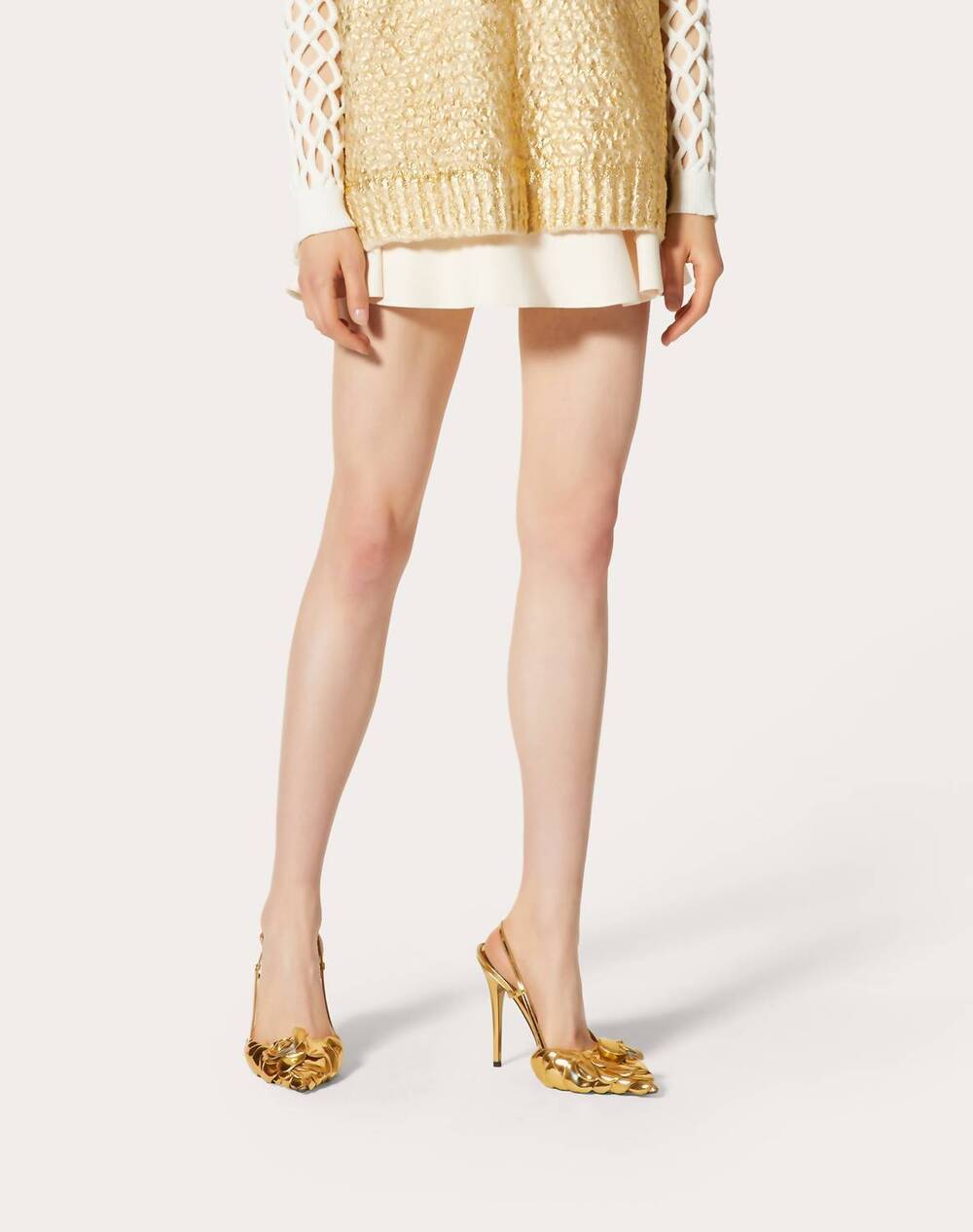 NEW VALENTINO wool silk blend crepe skort in ivory